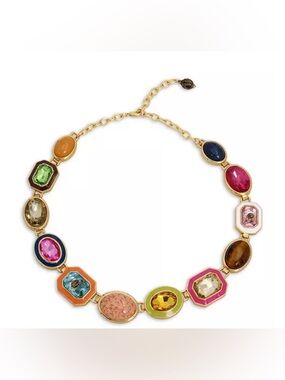Kurt Geiger London Gold Statement Necklace Multicolor Gem Rare